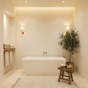 Easy installation, Freestanding Acrylic Soaking Bathtub FW-7714-59-Modern Rectangle Design for <b>Bathroom</b> - Product Image 3