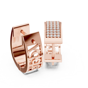 Boucles d'oreilles créoles de luxe en or rose 10K avec diamants de laboratoire pour femme, micro-pavé premium, taille brillant rond, 0,624 ct, type Huggie - Product Image 4