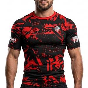 Premium Rashguard Dark <b>Aesthetic</b> Custom Sublimated Short Sleeve Gym Training BJJ MMA Boxing Compression <b>Tops</b> By Mawra MMA - Product Image 1