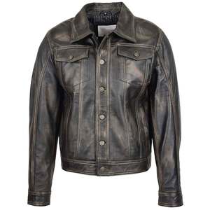 Casual Leather <b>Trucker</b> Winter <b>Jacket</b> Durable Stitching With Relaxed Fit For Daily Wear <b>Trucker</b> <b>Jacket</b> - Product Image 1