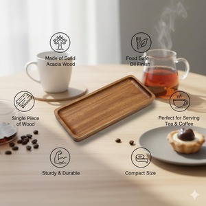 Plateau de service rectangulaire en bois, design luxueux poli, fait main, bois massif, passe au lave-vaisselle, pour les fêtes, HASAN CRAFT HC-0001 - Product Image 3