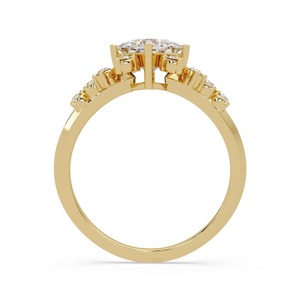 Anillo de Compromiso Clásico con Diamantes Cultivados en Laboratorio, Corte Princesa, Diseño Floral, Oro Amarillo de 14K, Peso Total de Diamantes de 1.50 CT - Product Image 3