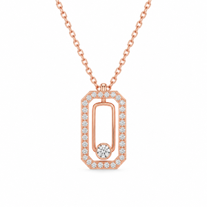 Collar con Colgante de Oro Amarillo de 10K, 14K, 18K con Diamante Central de 0.15ctw y Diamantes Cultivados en Laboratorio con Engaste Pavé en Forma Octogonal Flotante - Product Image 1