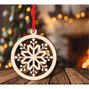 Ornements de Noël en bois découpés au laser sur mesure, vente en gros, formes artisanales en bois naturel, décorations de Noël pour l'arbre, pendentifs - Product Image 6