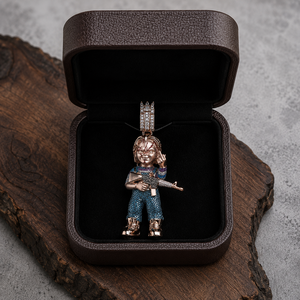 Colgante de Plata 925 Personalizado con Diseño de Muñeco Chucky Iced Out, Collar con Colgante de Moissanita Estilo Hip Hop - Product Image 5