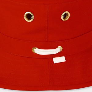 Chapeau de safari au design tendance avec œillets, chapeau bob en toile de coton rouge unisexe, couleur unie, détail œillets, décontracté, à porter au printemps et en été - Product Image 5
