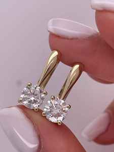 Pendientes de Aro de Plata de Ley 925 con Circonita Brillante de 1 Quilate, Pendientes Colgantes con Circonita Solitaria, Regalo para Mujer, Boda, Fiesta - Product Image 2