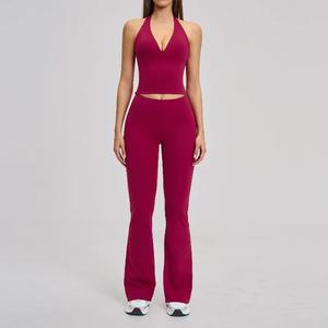 Conjunto deportivo de 2 piezas para mujer, chaleco deportivo, conjunto de 2 piezas, sujetador deportivo corto, leggings deportivos de cintura alta para gimnasio. - Product Image 5