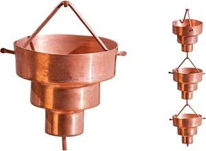 Cadena de Lluvia Metálica Negra Mate con Diseño de Tulipán, Decoración Contemporánea para Jardín Colgante, Fuente de Agua para Canalón - Product Image 3