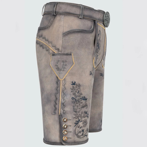 Bavarian Lederhosen Eco-Friendly German <b>Shorts</b> with Embroidered Vintage Pattern Customizable Solid Classic Design - Product Image 5