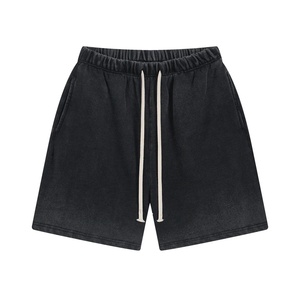Wholesale Customizable Acid Wash Hip Hop Style Men's Cotton Sweat Shorts with Anti-Wrinkle & UV Protection Drawstring Closure - Product Image 3