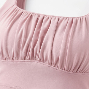 Fashion Party Whole Sale Custom Style Sports Bra Push Up <b>Padded</b> Yoga Fitness Crop Top Breathable Stretch Ruffle Front Sports Bra - Product Image 4