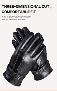 Gants d'hiver en cuir pour vélo, longueur poignet, doublure thermique en microfibre, style sportif et décontracté pour le cyclisme, les voyages, les activités de plein air et l'usage quotidien - Product Image 3