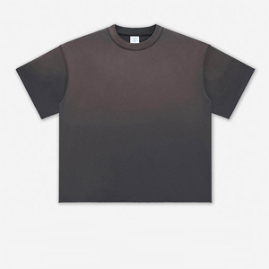 เสื้อยืดคอตตอน 100% แขนสั้นทรงโอเวอร์ไซส์ สไตล์วินเทจ หนานุ่ม สำหรับผู้ชายไซส์ใหญ่ ขายส่งแบบ OEM - Product Image 4