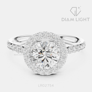 Bague de fiançailles en or blanc 14 carats avec diamant de laboratoire de 1,00 carat, couleur F+, clarté VS+, pavé rond, bague de fiançailles et de mariage certifiée IGI - Product Image 1