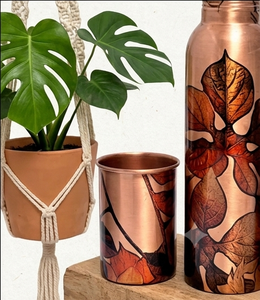 Handmade Metal Pure Copper <b>Water</b> <b>Bottle</b> with Glass Set Designer Modern Unique Classic Stylish Decorative <b>Custom</b> Printed - Product Image 5