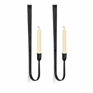 Ensemble de appliques murales pour bougies coniques en métal noir minimaliste, design vertical fin, construction robuste, lumière chaude, décoration moderne pour la maison - Product Image 1