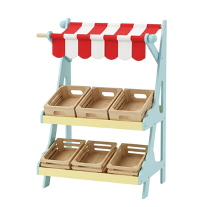 Estante de Madera para Niños con Cajas de Almacenamiento y Estantes, Juguete Educativo de Rol de Mercado para Niños Montessori - Product Image 3