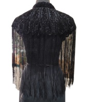 Cape de soirée classique et élégante, ornée de paillettes et de franges, grande taille, multi-usage, pour les fêtes de printemps, courte et brodée