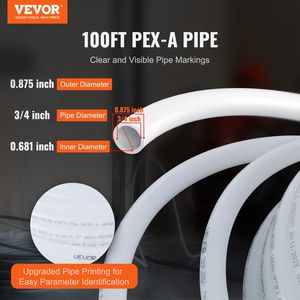 Tubería Flexible Compuesta PEX-A de 100 Pies y 3/4 de Pulgada, Fácil de Usar, para Agua Caliente/Fría, para Agua Potable, Longitud de 100 Pies - Product Image 2