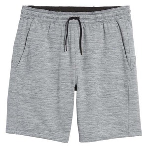 Men's Gray Solid Color Cotton Shorts With Pockets Elastic Waist Drawstring Casual Knitted Breathable Shorts - Product Image 1
