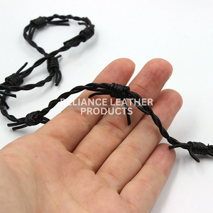 Cordon en cuir barbelé noir brillant de 2 mm pour la fabrication de bijoux, corde torsadée en cuir de vachette, durable, flexible, vente en gros, fournisseur RTS - Product Image 3