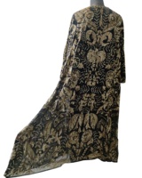 Robe de soirée musulmane vintage luxueuse entièrement brodée de paillettes, style Abaya, broderie or mat, écologique, faite à la main