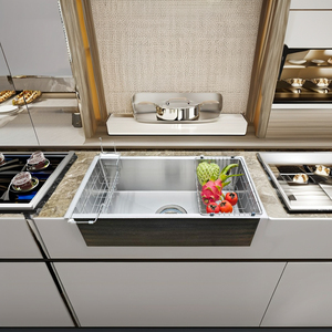 Embossed 304 Stainless Steel Handmade Undermount Single Bowl Rectangular <b>Kitchen</b> <b>Sink</b> Brushed Surface 3-Year Warranty OEM - Product Image 1