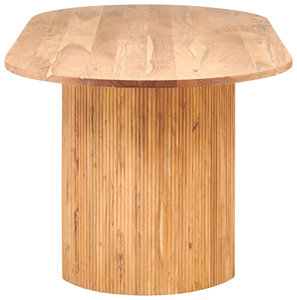 Mesa de Comedor de Estilo Americano con Base de Pedestal y Diseño Ovalado, Acabado Natural, para Comedor, Cocina, Restaurante, Casa de Campo - Product Image 4