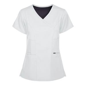 ชุดสครับถักทอทันสมัย ป้องกันริ้วรอย เป็นมิตรกับสิ่งแวดล้อม สำหรับผู้หญิง ใช้ในคลินิกสปาและร้านเสริมสวย  รับผลิตตามสีและโลโก้ที่ต้องการ - Product Image 4