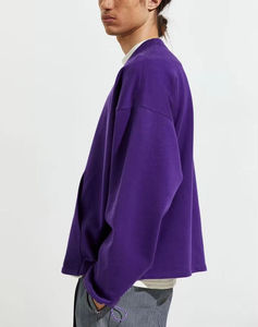 Sudadera unisex de algodón 100% oversize con cuello alto, dobladillo plegado, lisa teñida, de felpa, para otoño, estilo casual, ideal para estampar. - Product Image 2
