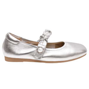 Ann'S Women Genuine Lamb Leather Mary Jane Ballet <b>Flats</b> Pearl Bow Comfort Silver <b>Flat</b> Shoes - Product Image 2