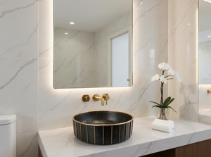 Lavabo de latón hecho a mano, negro y dorado, martillado, para baño, decorativo, de lujo, estilo antiguo, accesorio para baño. - Product Image 6