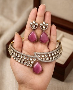 Women's <b>Gold</b> Plated Crystal Rhinestone Necklace Earrings Set Pear Cut Water Drop Classic Wedding Jewelry Alloy Fashion Set - Product Image 3