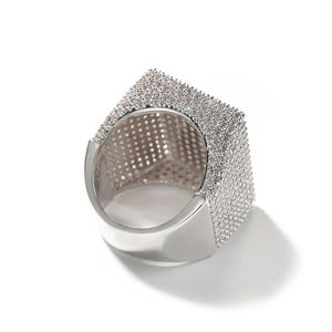 Luxury White <b>Gold</b> Diamond <b>Ring</b> With Round Brilliant Cut Stones For Everyday Wear Unisex Style - Product Image 1