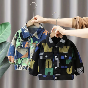 Chaqueta de Mezclilla Europea de Manga Larga para Niños, Chaqueta de Estilo Graffiti para Niños, Chaqueta Informal de Otoño para Niños - Product Image 4