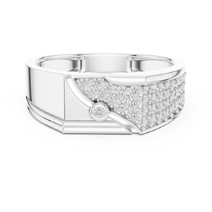 Anillo Monarca Pavé con Diamantes Cultivados en Laboratorio, Oro Blanco de 18K con Baño de Rodio, Certificado, para Boda, Compromiso, Regalo, Uso Diario, para Hombre - Product Image 1