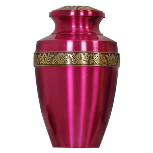 Urnes funéraires pour adultes en laiton de haute qualité avec bande gravée, finition or et rose, pour cendres humaines. - Product Image 1