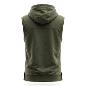 Sweat-shirt à capuche sans manches pour homme, en polaire écologique, coupe décontractée, avec poche, longueur normale, pour l'hiver - Product Image 2