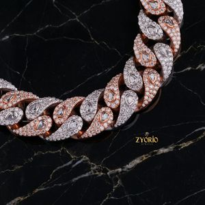 Luxury Two Tone Iced Out Cuban Link <b>Chain</b> <b>Necklace</b> for Men Women Rose Gold Silver Hip Hop Jewelry with Diamond Clasp - Product Image 4