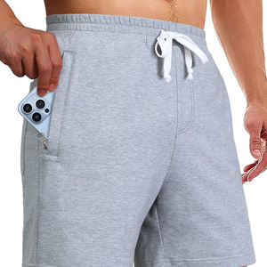 Shorts de sport décontractés pour hommes en tissu peigné Drain Sports - Séchage rapide, anti-UV, anti-plis, taille à cordon de serrage, mélange coton/polyester, OEM - Product Image 1