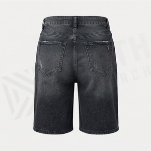 Shorts de mezclilla para mujer de cintura media, estilo boyfriend, desgastados, con rotos y lavados, excelente para verano, uso casual y formal, con estilo. - Product Image 2