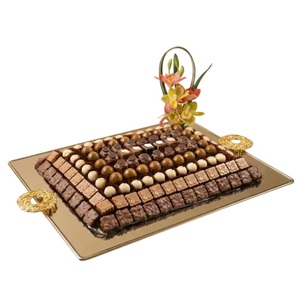 Classic <b>Gold</b> Metal Chocolate <b>Tray</b> With Designer Handle Chocolates Decorative <b>Serving</b> <b>Tray</b> For Events Manufacturer Direct Supply - Product Image 5