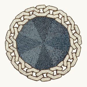 Nappe ronde en tissu avec motif chaîne, design bohème, antidérapante, durable, épaisseur 3 mm, diamètre 400 mm - Product Image 4