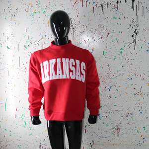 ARKANSAS <b>RED</b> Mock Neck Sweatshirt 100% WHITE Applique Embroidery wide neck Sweatshirt CLUSH SPORTS - Product Image 2