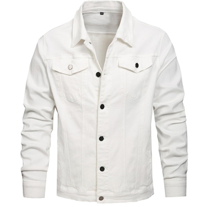 RAHRAJ ENTERPRISES Blouson Moto en Jean Gris Clair pour Homme Coupe Droite Effet Usé avec Cordon de Serrage Couleur Unie Imperméable - Product Image 1