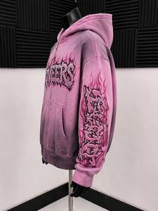 Sweat à capuche vintage TR-HD-015 surdimensionné avec fermeture éclair intégrale, imprimé graffiti flamme, en molleton de coton épais de qualité supérieure, style streetwear - Product Image 2