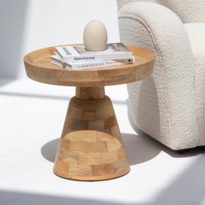 Mesa Auxiliar de Madera Vandana Orion Mira, Mueble Decorativo Moderno y Minimalista de Madera Sólida - Product Image 1