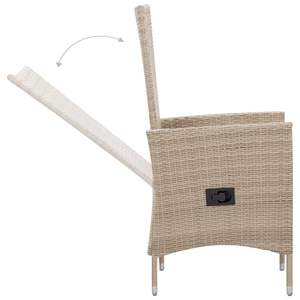 Set da pranzo in Poly Rattan 7 pezzi Beige con cuscini mobili da esterno - Product Image 6
