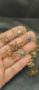 Conectores de Latón con Piedras Preciosas para Colgantes de Boda con Gemas Mixtas - Product Image 2